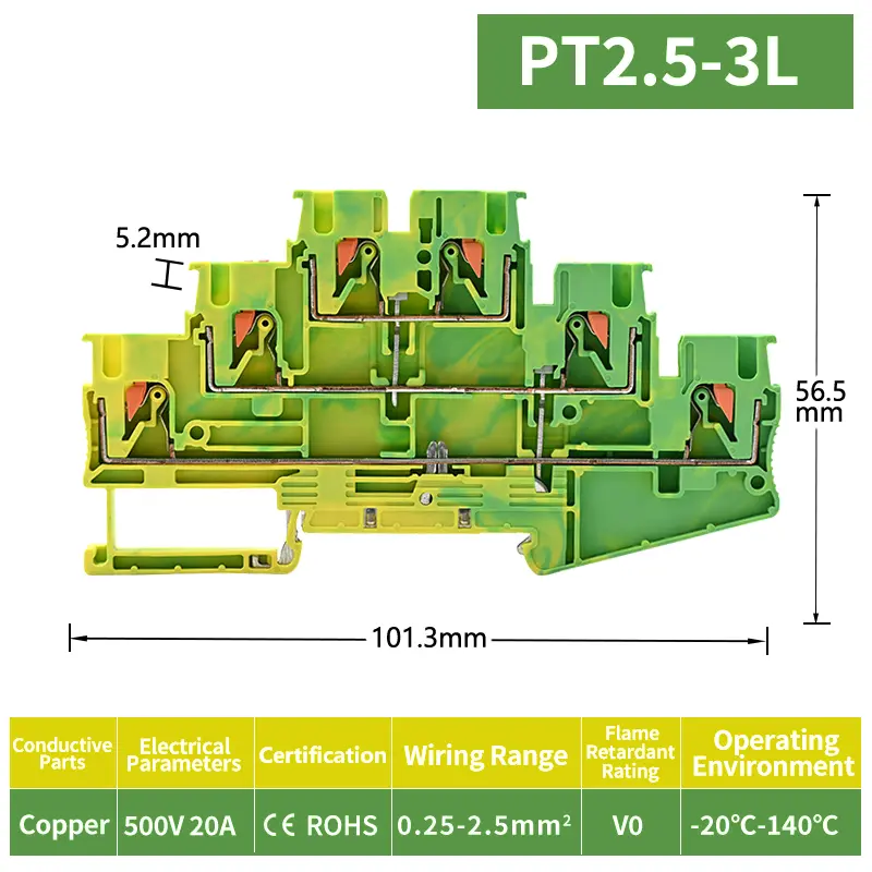 PT 2.5-3L-PE Push-in Ground Terminal Connector Triple Level Terminal Blocks (1).jpg