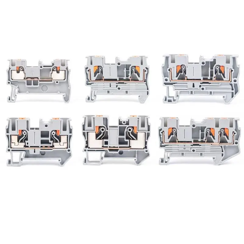 What are the specific advantages of push-in terminal blocks compared to traditional screw terminals?